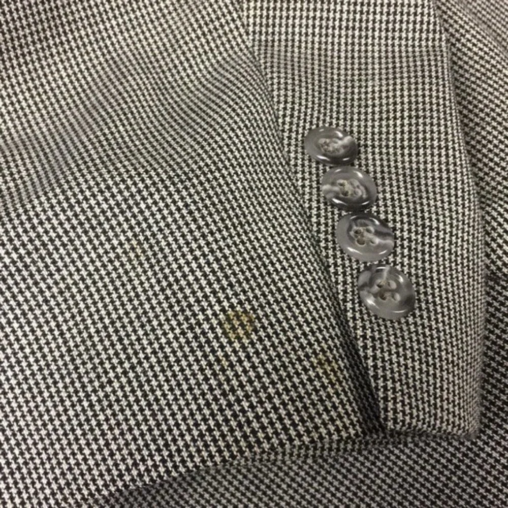 Gant Sport Coat Mens Gray Black Micro Houndstooth Pure Wool Blazer Two Button